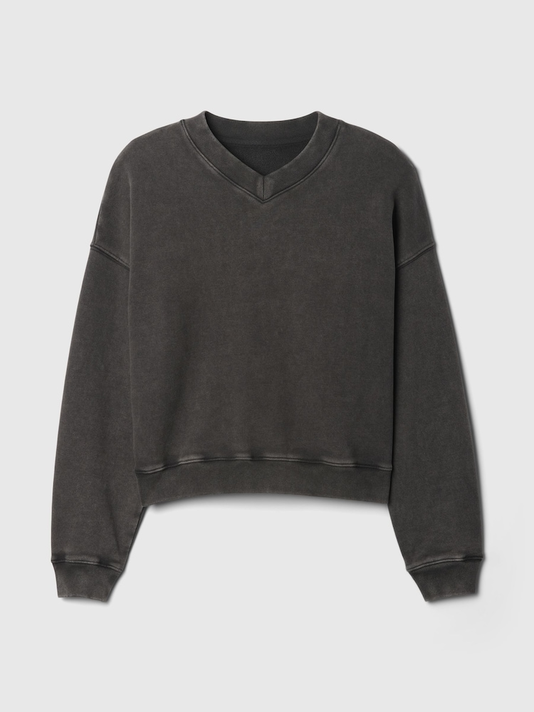Schwarz - Gap – Vintage-Oversized-Sweatshirt mit V-Ausschnitt - Bild 4 von 4 Schwarz - Gap – Vintage-Oversized-Sweatshirt mit V-Ausschnitt - Bild 4 von 4