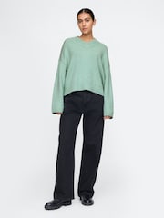 Gap Green CashSoft Oversized V-Neck Jumper - Image 1 of 5