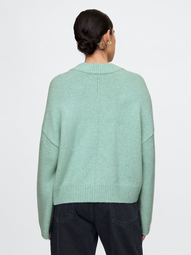 Gap Green CashSoft Oversized V-Neck Jumper - Image 4 of 5