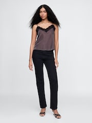 Gap Brown V-Neck Velvet Lace-Trim Cami Top - Image 3 of 5