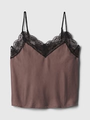 Gap Brown V-Neck Velvet Lace-Trim Cami Top - Image 4 of 5