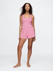 Roze - Gap mini geribbelde korte pyjamabroek - Image 1 of 4