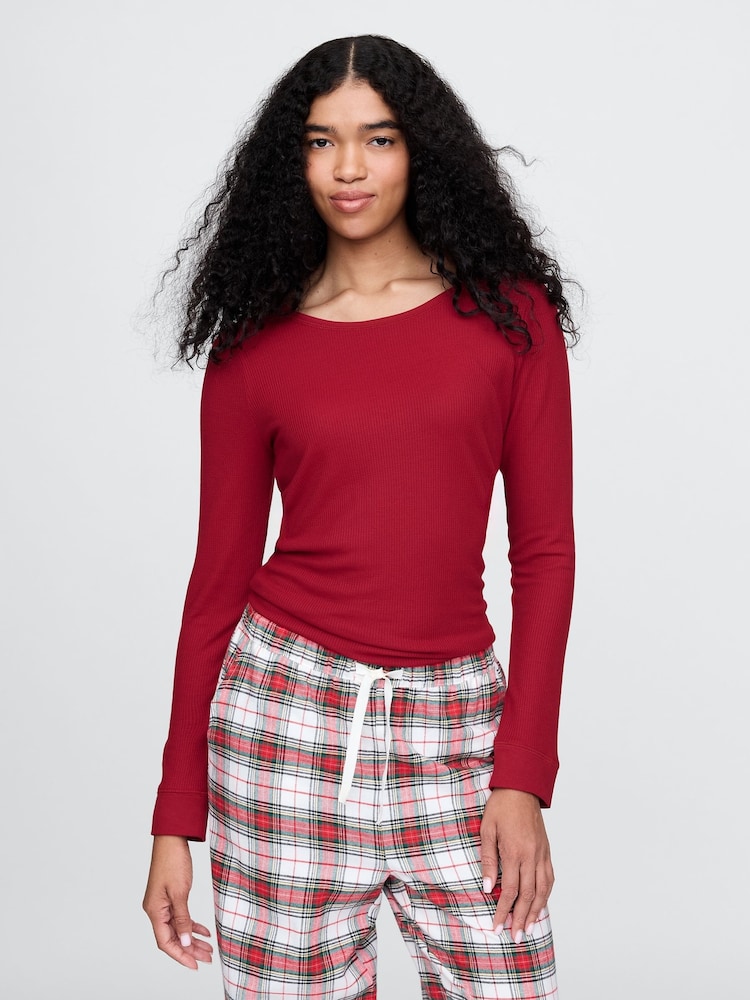 Gap Red Waffle Pyjama T-Shirt - Image 1 of 4 Gap Red Waffle Pyjama T-Shirt - Image 1 of 4