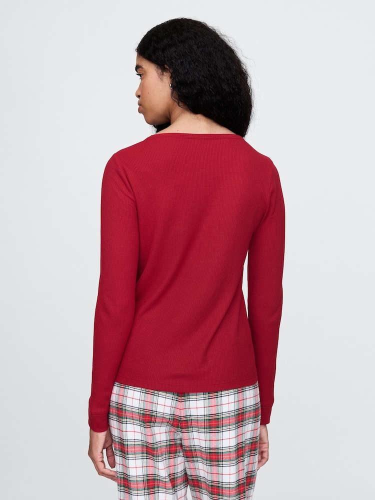 Gap Red Waffle Pyjama T-Shirt - Image 2 of 4