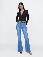 Gap Black CashSoft Rib Polo Cardigan - Image 2 of 5