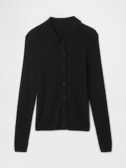 Gap Black CashSoft Rib Polo Cardigan - Image 5 of 5