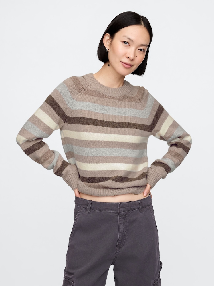 Gap Brown Stripe CashSoft Crew Neck Jumper - Image 1 of 5