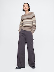 Gap Brown Stripe CashSoft Crew Neck Jumper - Image 3 of 5