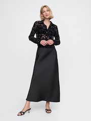 Gap Black Floral Long Sleeved Cropped Velvet Shirt - Image 3 of 5