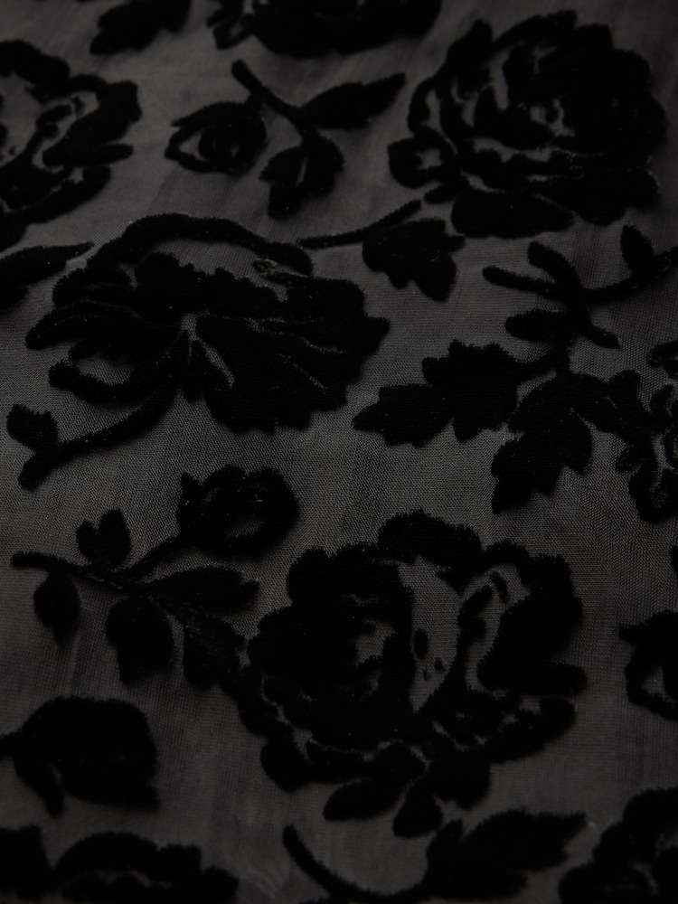 Gap Black Floral Long Sleeved Cropped Velvet Shirt - Image 5 of 5