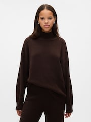 Gap Brown CashSoft Mock Neck Ribbed Knit Jumper - Image 1 of 5