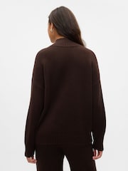 Gap Brown CashSoft Mock Neck Ribbed Knit Jumper - Image 2 of 5