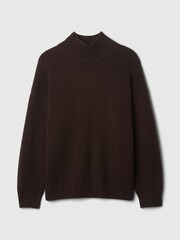 Gap Brown CashSoft Mock Neck Ribbed Knit Jumper - Image 5 of 5