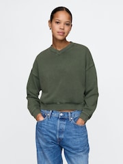 Gap Green Vintage Oversized  V-Neck Sweatshirt - Image 1 of 4