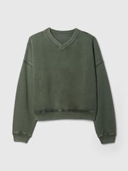 Gap Green Vintage Oversized  V-Neck Sweatshirt - Image 4 of 4