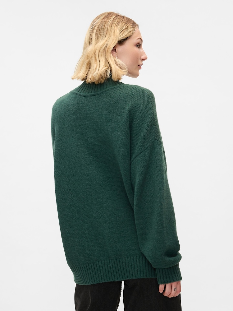 Gap Green CashSoft Mock Neck Ribbed Knit Jumper - Image 2 of 5 Gap Green CashSoft Mock Neck Ribbed Knit Jumper - Image 2 of 5