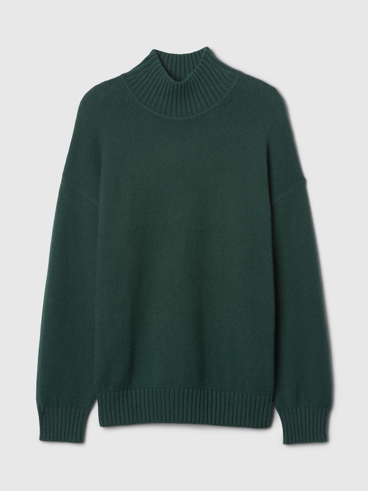 Gap Green CashSoft Mock Neck Ribbed Knit Jumper - Image 5 of 5 Gap Green CashSoft Mock Neck Ribbed Knit Jumper - Image 5 of 5