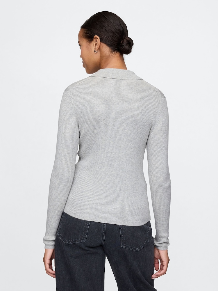 Gap Grey CashSoft Rib Polo Cardigan - Image 2 of 5