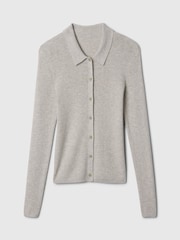 Gap Grey CashSoft Rib Polo Cardigan - Image 5 of 5
