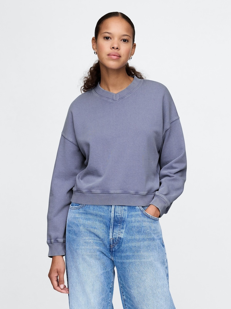 Gap Blue Vintage Oversized  V-Neck Sweatshirt - Image 1 of 5
