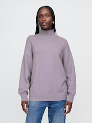 Morado - Suéter de punto acanalado con cuello redondo Cashsoft de Gap - Imagen 1 de 5