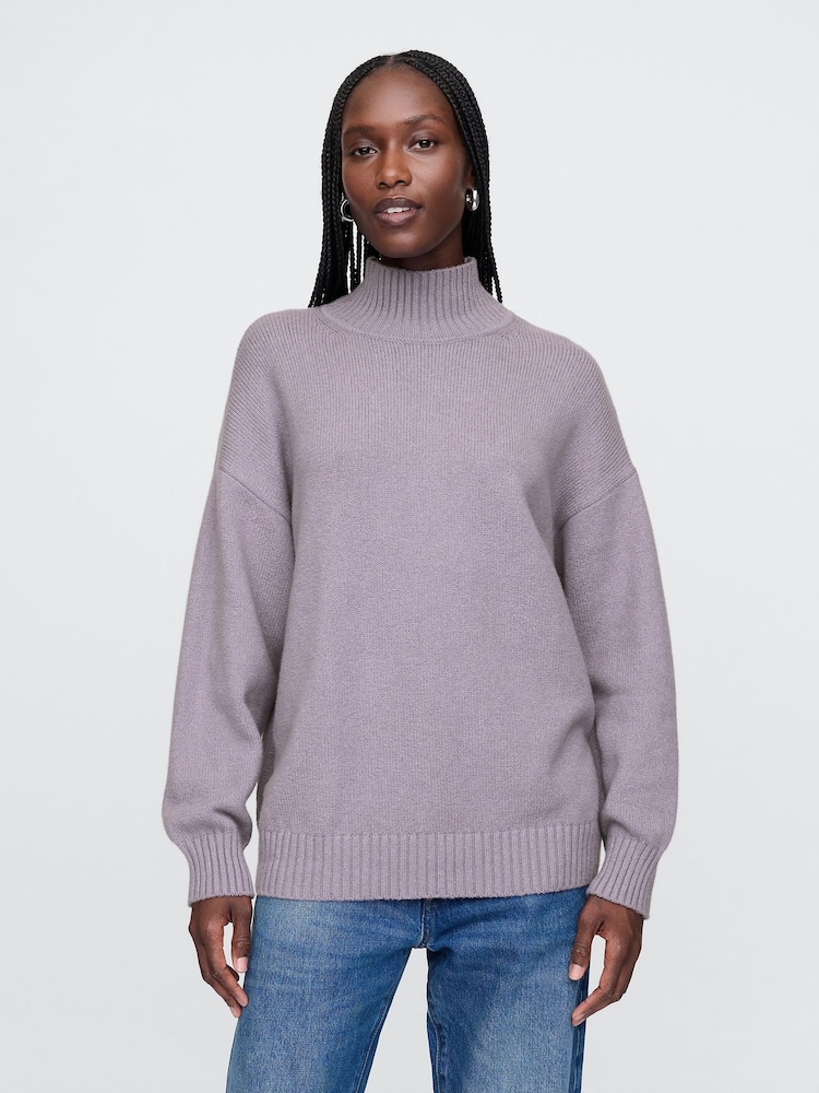 Morado - Suéter de punto acanalado con cuello redondo Cashsoft de Gap - Imagen 1 de 5