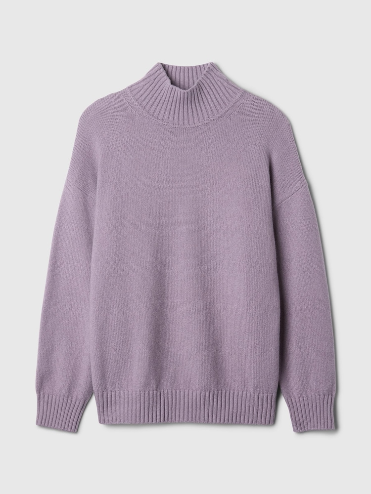 Morado - Suéter de punto acanalado con cuello redondo Cashsoft de Gap - Imagen 5 de 5