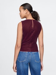 Gap Red Velvet Square-Neck Cropped Top - Image 2 of 4