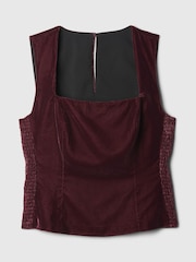 Gap Red Velvet Square-Neck Cropped Top - Image 4 of 4