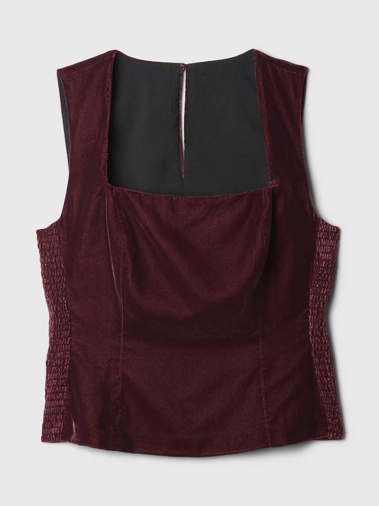 Gap Red Velvet Square-Neck Cropped Top - Image 4 of 4