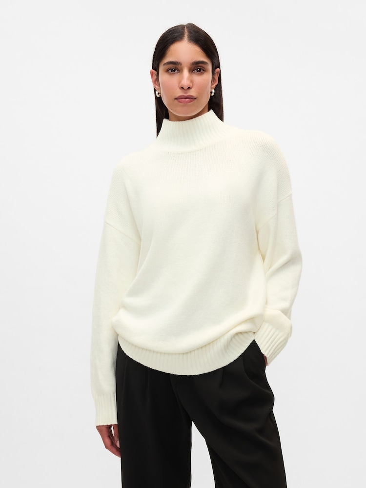 Gap Beige CashSoft Oversized Mock Neck Jumper - Image 1 of 3