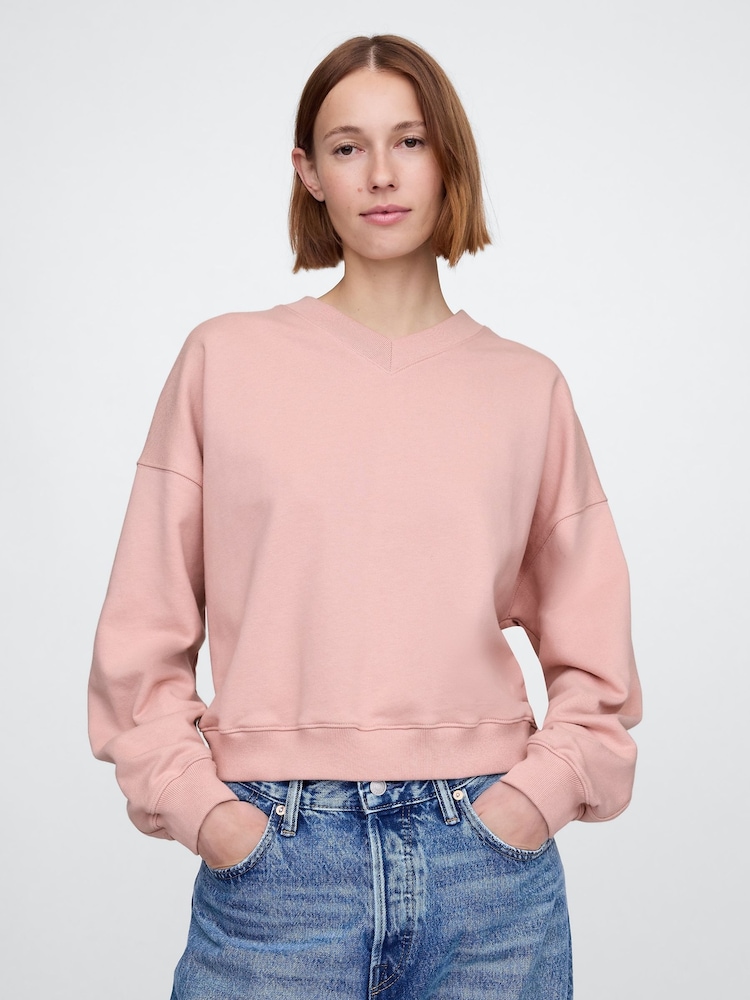 Gap Pink Vintage Oversized  V-Neck Sweatshirt - Image 1 of 5