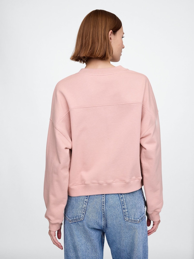 Gap Pink Vintage Oversized V-Neck Sweatshirt - Image 2 of 5 Gap Pink Vintage Oversized V-Neck Sweatshirt - Image 2 of 5