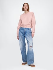 Gap Pink Vintage Oversized  V-Neck Sweatshirt - Image 3 of 5