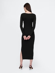 Gap Black Boatneck Rib Midi Jumper Dress - Image 2 of 5