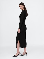 Gap Black Boatneck Rib Midi Jumper Dress - Image 3 of 5
