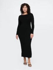 Gap Black Boatneck Rib Midi Jumper Dress - Image 4 of 5