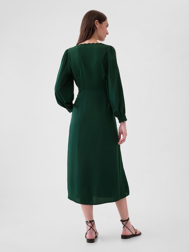 Gap Green Satin Empire Midi Dress - Image 2 of 5