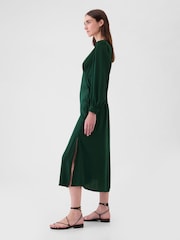 Gap Green Satin Empire Midi Dress - Image 3 of 5