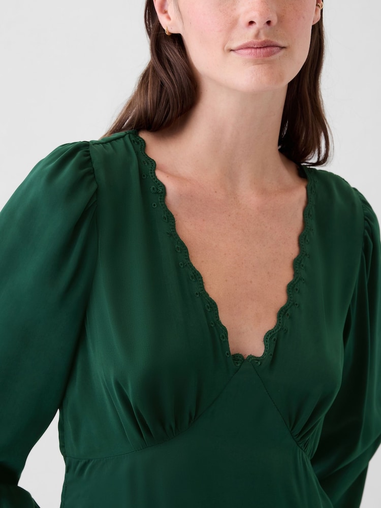 Gap Green Satin Empire Midi Dress - Image 5 of 5