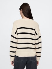 Gap Cream/Navy Blue Stripe Cotton Crew Neck Jumper - Image 2 of 5