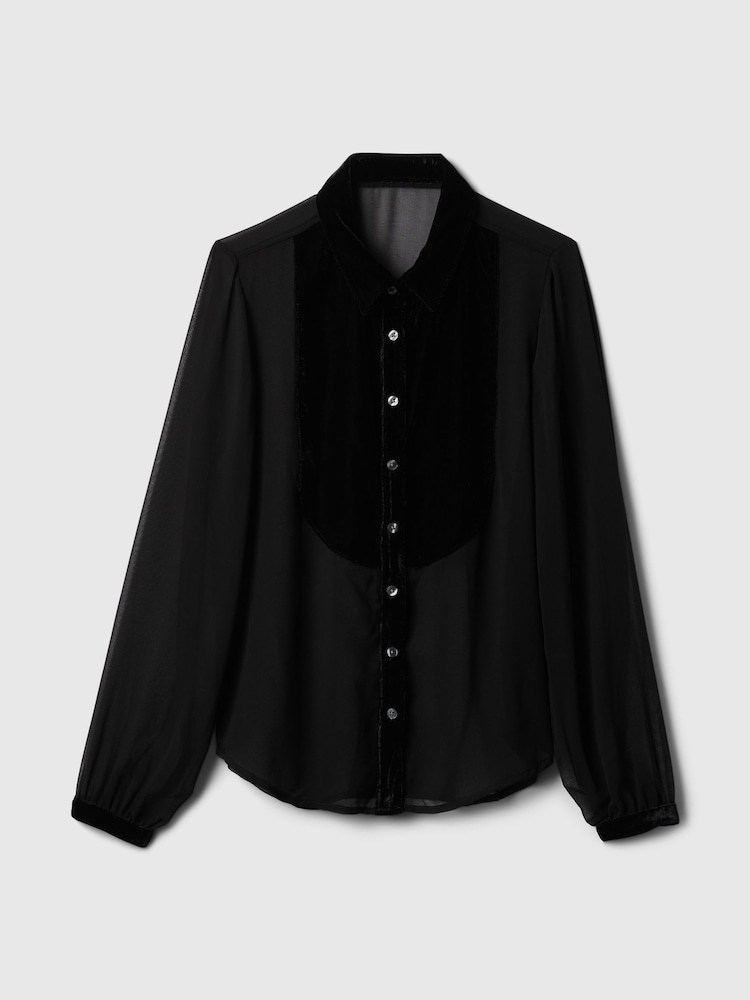 Gap Black Classic Velvet Oversized Shirt - Image 5 of 5