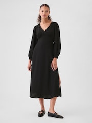 Gap Black Satin Empire Midi Dress - Image 1 of 5