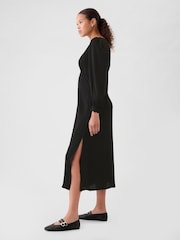 Gap Black Satin Empire Midi Dress - Image 3 of 5