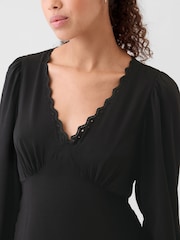 Gap Black Satin Empire Midi Dress - Image 4 of 5