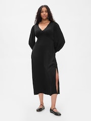 Gap Black Satin Empire Midi Dress - Image 5 of 5