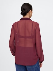 Gap Red Classic Velvet Oversized Shirt - Image 2 of 5