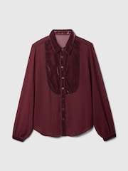 Gap Red Classic Velvet Oversized Shirt - Image 4 of 5
