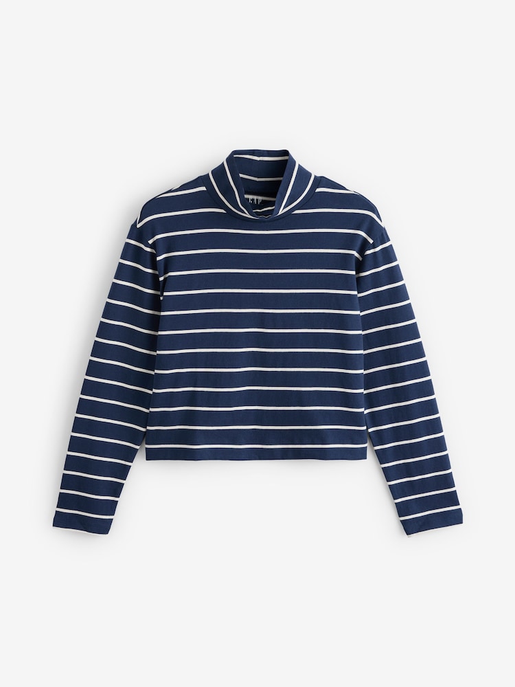 Gap Navy Blue Long Sleeve Heavyweight Jersey Turtleneck Top - Image 1 of 3