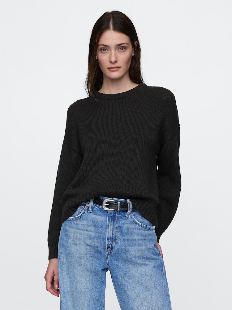 Gap Black Soft Touch Cotton Crew Neck Jumper - Image 1 of 4